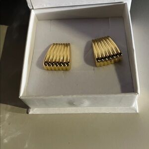 Heaven Mayhem by PIA Mance Demi-Fine Gold Ribbed Earrings